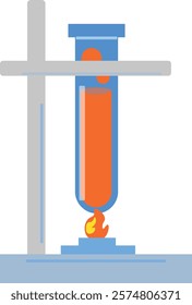 Laboratory Test Tube with Flame Illustration