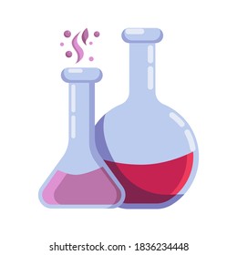 Laboratory test tube flat icon, vector sign, test tubes with chemical liquid colorful pictogram isolated on white. Medical research symbol, logo illustration. Flat style design