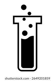 Ícone do tubo de teste do laboratório no fundo transparente, projeto da linha plana, ilustração do vetor