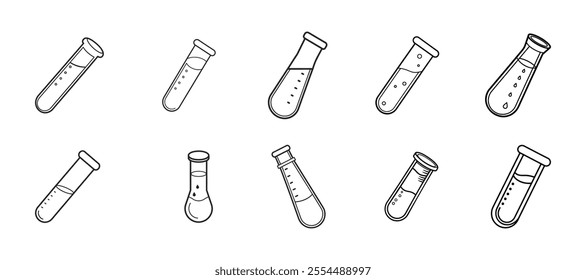 Laboratory Test Tube Line Art Vector. Ideal for Scientific and Research Designs