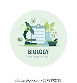 Laboratory test tube, microscope, flask, chemical, biology, research, lab illustration concept