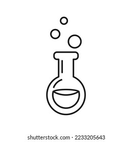 Laboratory test tube outline icon, sphere chemical glass beaker vector illustration in trendy design style, isolated on white background. Perfect editable graphic resources for many purposes.