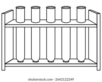 Laboratory Test Tube Rack Line Icon – Science Equipment Vector Illustration