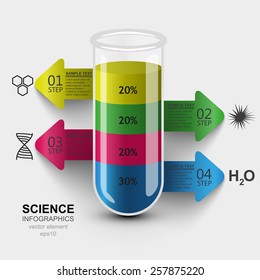 Laboratory test tube with the substance structure infographics template