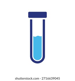 Laboratory test tube vector illustration. Symbol of blood analysis, chemistry experiments, and medical research. Clean flat design isolated on white background.