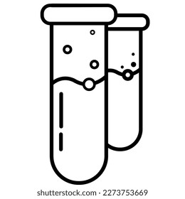 Laboratory test tube vector line icon, chemical laboratory test tubes simple thin line icon vector illustration