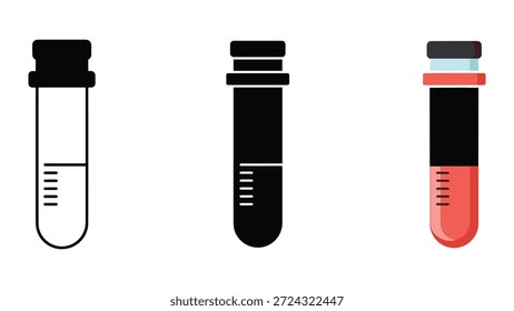 Laboratory test tubes with different liquid levels and colors