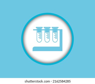 Tubos de prueba de laboratorio para experimentos en medicina. Máscaras para reacciones químicas, diseño plano