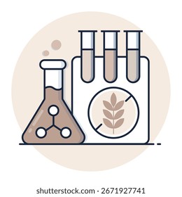 Tubos de prueba de laboratorio con el frasco para el icono de la Ciencia agrícola