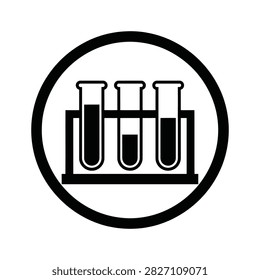 Laboratory test tubes icon in circular frame with test tube science lab laboratory equipment