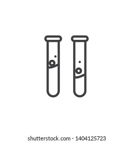 Laboratory test tubes line icon. Chemical flasks linear style sign for mobile concept and web design. Medical beaker outline vector icon. Symbol, logo illustration. Vector graphics