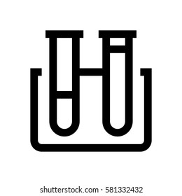 Laboratory, test tubes mini line, icon, background and graphic. The icon is black and white, linear  flat, vector, pixel perfect, minimal, suitable for web and print. 