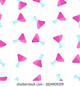 Laboratory test tubes pattern. New beautiful chemical glassware with a substance of different colors. Icon in flat style. Vector illustration for websites, prints and stationery.