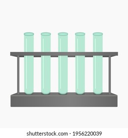 Laboratory test tubes in a stand isolated on white background. Vector illustration.