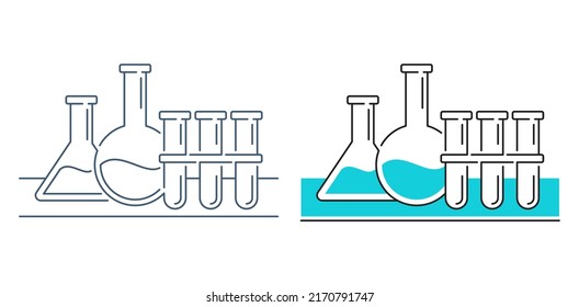 Laboratory testing and research equipment illustration in thin line