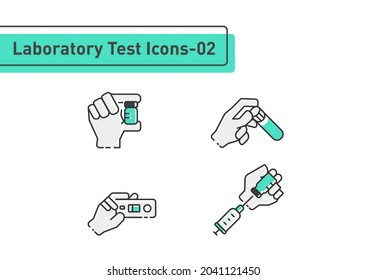 Laboratory tests filled line icon set isolated on white background ep02