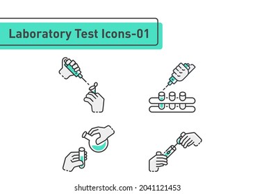 Laboratory tests filled line icon set isolated on white background ep01