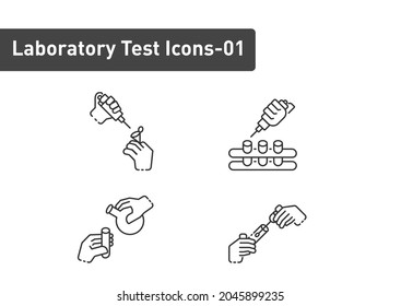 Laboratory Tests outline icon set isolated on white background ep01