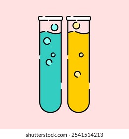 Ilustración de icono de tubo de ensayo de laboratorio con paleta de colores brillantes en estilo de diseño plano para la educación y el diseño de temas de tecnología futura.