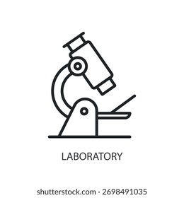 Ícones de linha fina de laboratório. Ilustração vetorial original.