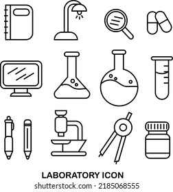 laboratory thin line icons set academic and educational subjects. Outline symbol collection.