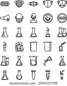 Laboratory Tools and Equipment in Cut Line Style