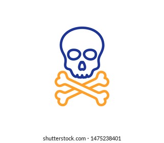 Laboratory toxic sign. Chemical hazard line icon. Death skull symbol. Colorful outline concept. Blue and orange thin line chemical hazard icon. Vector