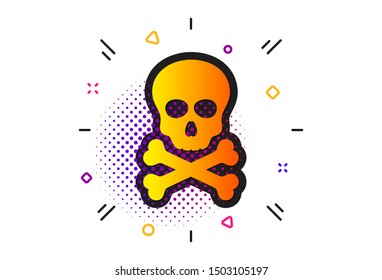 Laboratory toxic sign. Halftone circles pattern. Chemical hazard icon. Death skull symbol. Classic flat chemical hazard icon. Vector