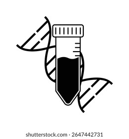 laboratory tube with DNA, illustration of genetic research and experiment icon vector