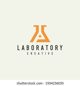 laboratory tube logo - vector design on a light background