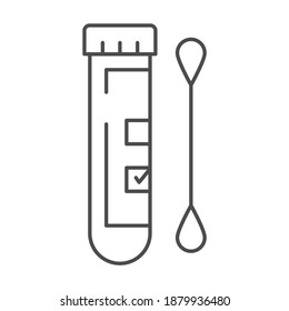 Laboratory Tube With Saliva Test Color Line Icon. Check On Disease Coronavirus.