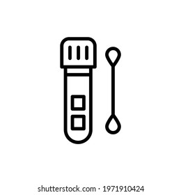 Laboratory tube with saliva test color line icon. Isolated vector element. Outline pictogram for web page, mobile app, promo