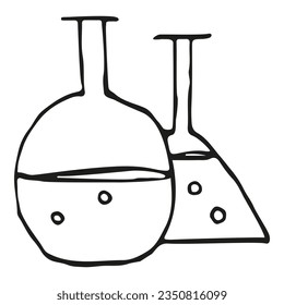 Laboratory tubes for experiments vector doodle illustration chemistry biology analyze medical tests reactions
