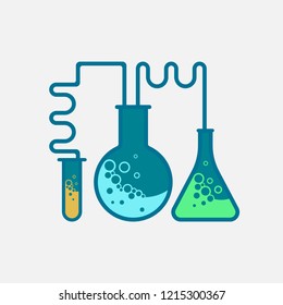 laboratory tubes icon - chemistry and science symbol - medical equipment - scientific education isolated on white background. Vector illustration. Eps 10.