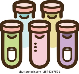 Laboratory tubes vector doodle illustration and graphic