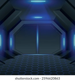 Laboratory Tunnel with Blue Light
