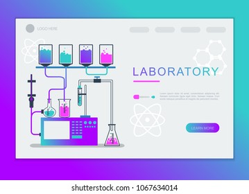 laboratory vector design. For landing page and background template.