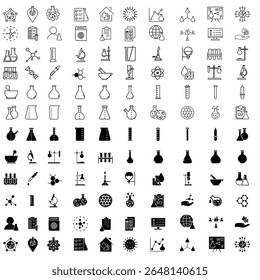 Laboratory vector icon set. lab illustration sign collection. tests symbol. Chemistry web icons. 