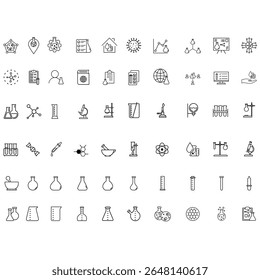 Laboratory vector icon set. lab illustration sign collection. tests symbol. Chemistry web icons. 