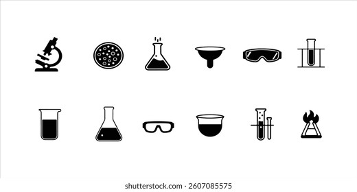 Laboratory vector set hand drawn illustration on white background.