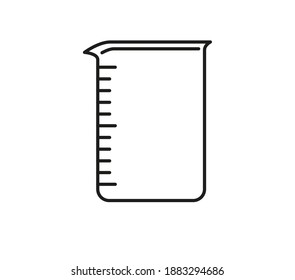 Vasija de laboratorio. Vidrio que mide el vaso con báscula