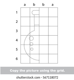 Laboratory Vial. Dot to dot educational game for kids. Trace and copy the simmetry half of picture using grid.