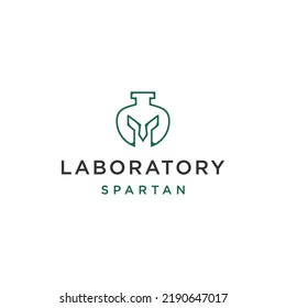 Laboratory warrior line logo design template flat vector