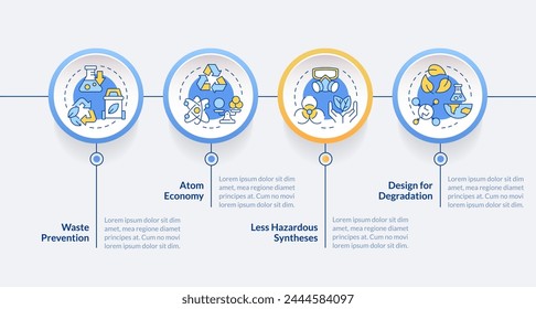 Laboratory waste prevention circle infographic template. Data visualization with 4 steps. Editable timeline info chart. Workflow layout with line icons