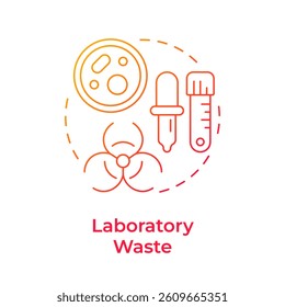 Laboratory waste red gradient concept icon. Microbiological cultures. Biohazard, infection. Round shape line illustration. Abstract idea. Graphic design. Easy to use in presentation, article