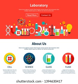 Laboratory Website Design. Vector Illustration. Science Flat Web Concept.