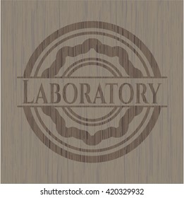 Laboratory wooden emblem. Retro