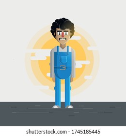 Laborer character, Labor day, Worker, Farmer. Modern and flat style vector illustration.