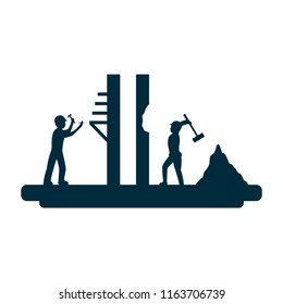 laborer equipment with working building construction