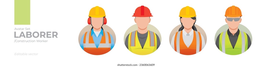 Laborer picture avatar icons. Illustration of men and women wearing worker apron outfit